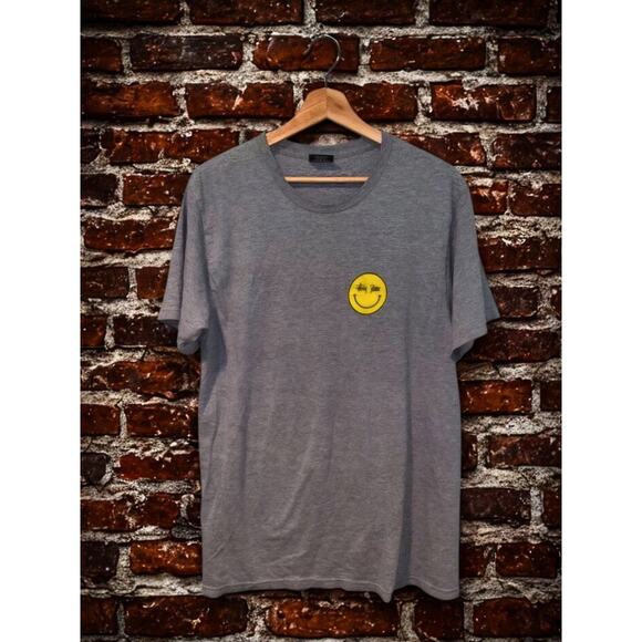 Stussy x Patta Smiley Tee Gray Yellow Logo Collab Graphic T-Shirt Men’s M Rare - Picture 8 of 9
